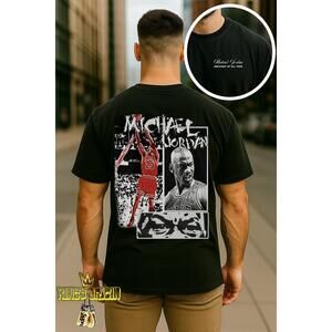 Chicago Bulls Michael Jordan Rookie Year Vtg Style T-Shirt - Red Black 2 Sided